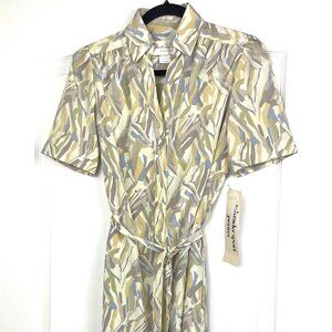 NWT Vintage Schrader Sport Petites Wrap Dress Groovy pastel Print with Belt Sz 8